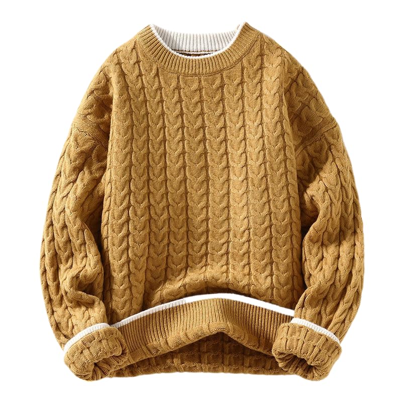 Jersey Hombre - Suéter De Punto Cálido para Otoño E Invierno Cuello Redondo Moda Jacquard Suelto Color Sólido Patchwork Talla Grande Cuello Redondo