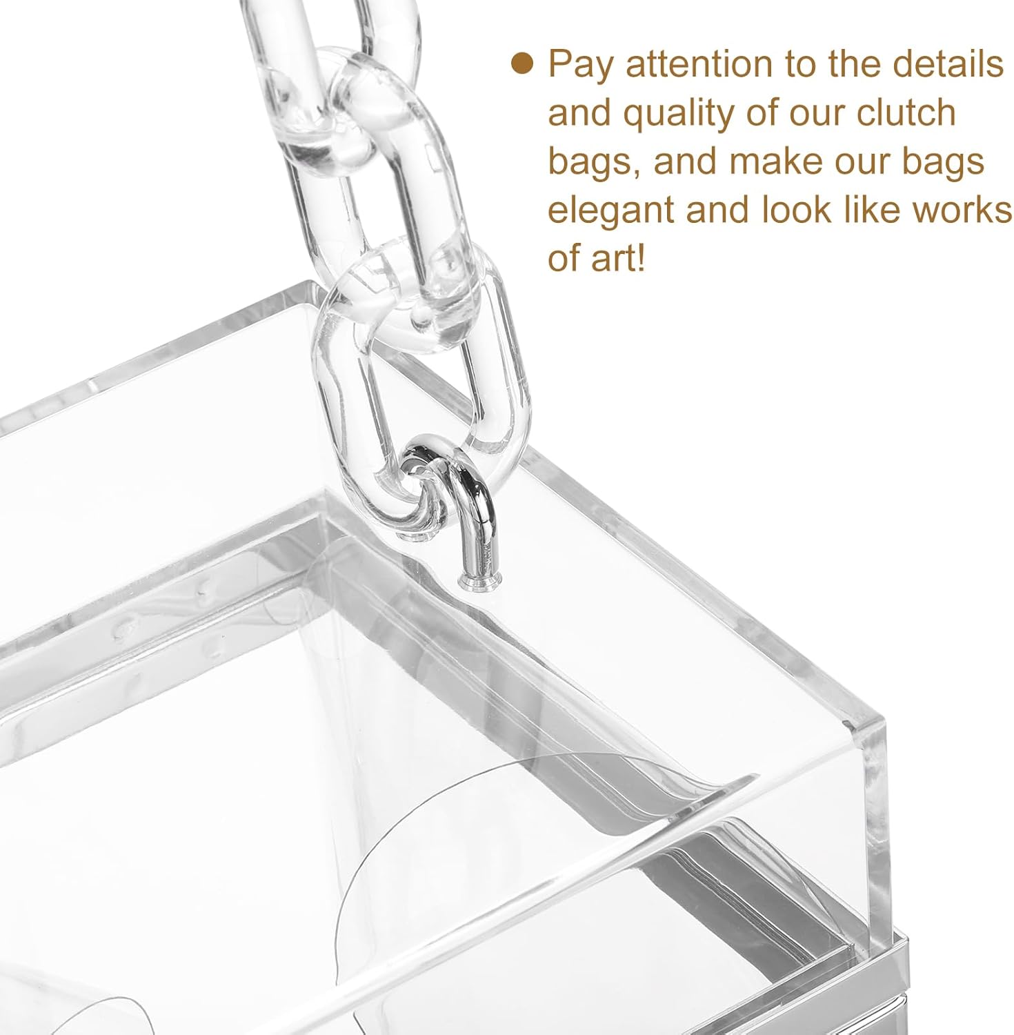 uxcell Women Acrylic Clear Clutch Purses Square Evening Handbag Box Purse for Wedding Prom Party, Transparent/Silver - Image 5