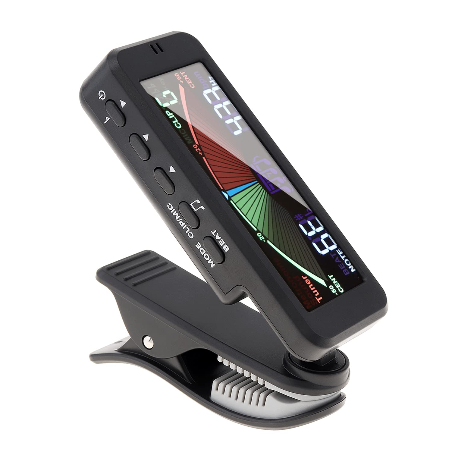 Accordatori per Chitarra, metronomo Digitale 3 in 1, generatore di Suoni con Ampio Schermo LCD a Clip per Chitarra Acustica cromatica, Basso, Ukulele, Violino