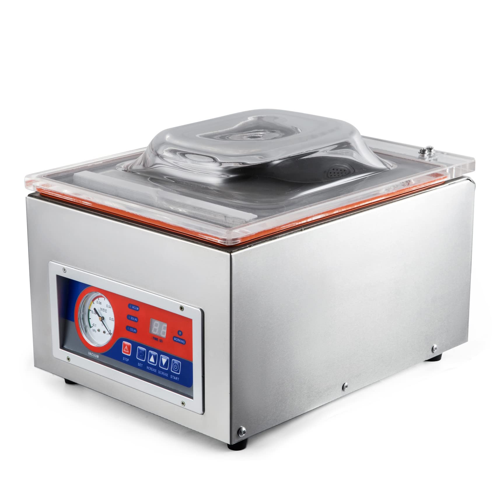 Máquina selladora al vacío de acero inoxidable de 120 W, ahorradora de alimentos para uso doméstico y comercial, sellador compacto de embalaje de escritorio para preservar la frescura