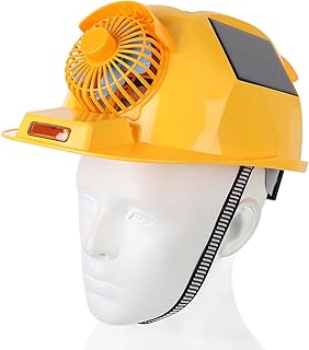 Hard Hat with Solar Fan and Light, Double Fan, 3D Three Dimensional Cycle High Wind, Strong Light Waterproof Headlamp, Adjustable Hood Liner Used in Construction, Transportation