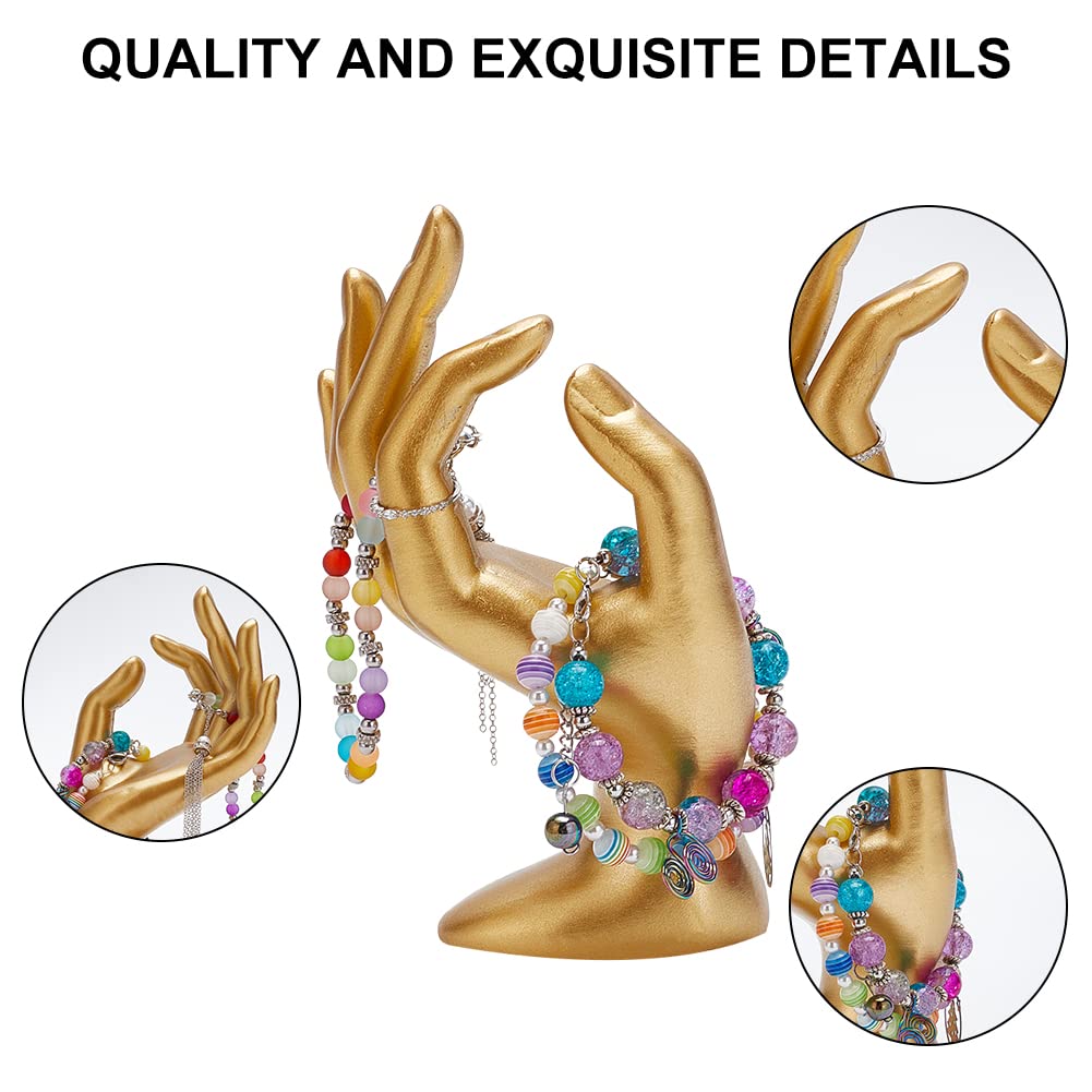 Handschmuck-Präsentationshalter, goldfarben, OK-Form, Handring, Schmuck-Organizer, Uhrenständer, Halterung für Ohrringe, Ringe, Armbänder, Aufbewahrung, Raumdekoration, 7,5 x 8,9 x 16,2 cm