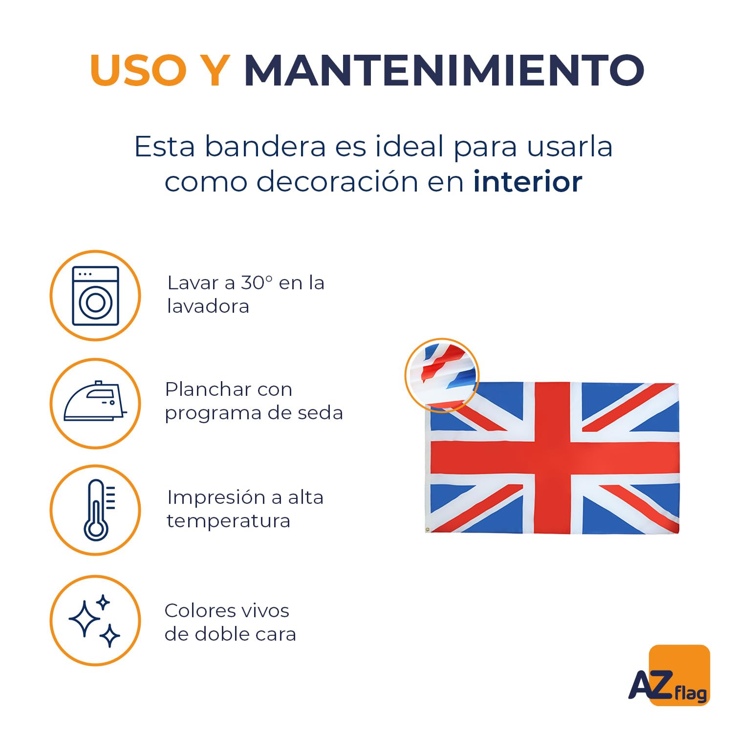 BANDERA del REINO UNIDO 90x60cm - BANDERA INGLESA - BRITANICA – UK 60 x 90 cm poliéster ligero - AZ FLAG - 5