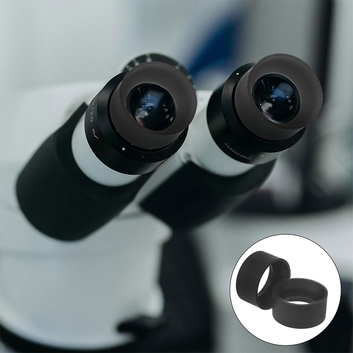PartyKindom Coprioculare Ampia Microscopio e 2 Gomma Pezzi Nera per Compatibilità da 36-38mm Materiale Morbido per Microscopio Stereo in Laboratorio