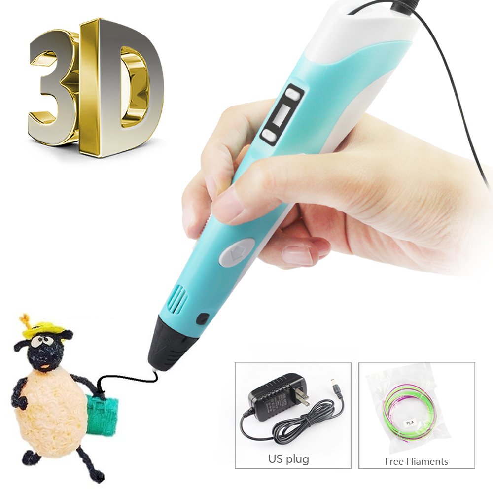 3D Pen for Doodling, Art, Craft Making, 3Dimage P2 Professional Printing 3D Pen Modeling and Education ABS/PLA Create 3D Art No Mess, Non-Toxic, Smoky Blue