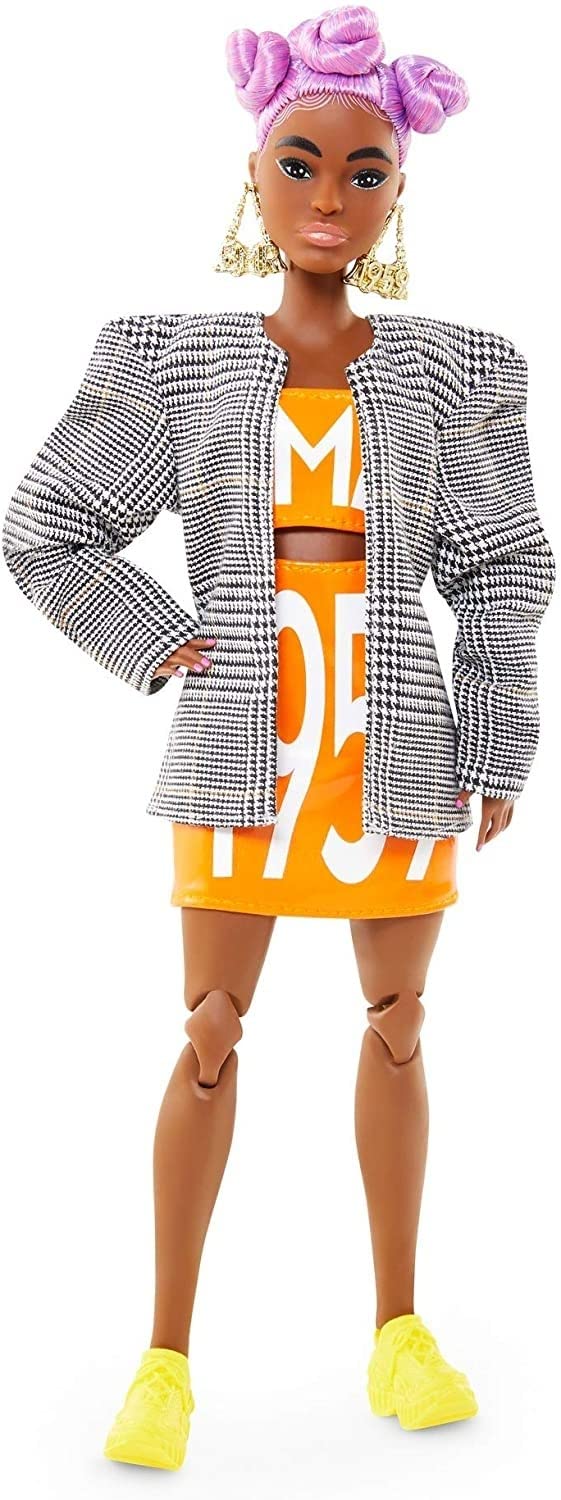 Barbie GNC46 BMR1959 (lilahaarig) Streetwear Karo-Blazer, Spielzeug ab 6 Jahren