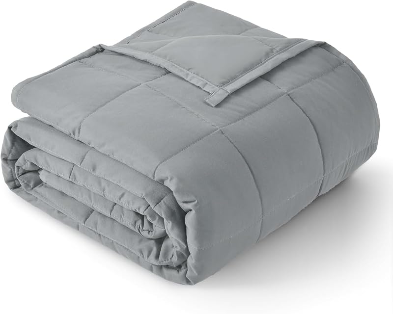 Weighted Blanket for Adults 10lbs, 48 x72 Twin Size for Summer | Cooling and Breathable; Soft; Machine Washable; Filled with Glass Beads; Heavy Throw for Calm and Sleep for Bed; Grey