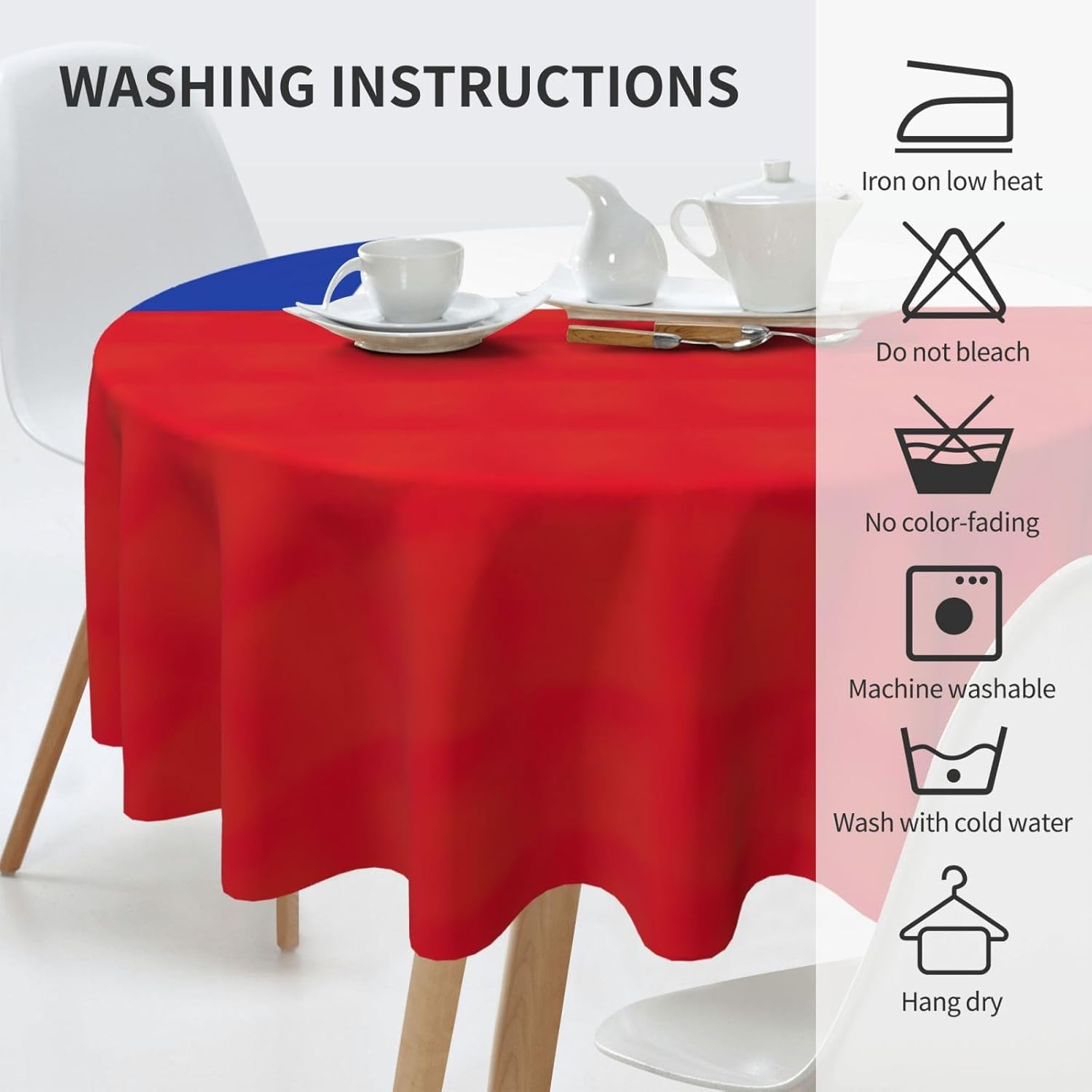 Flag of Chile Print Wrinkle Free Dining Table Cover for Birthday Party Farmhouse Tablecloths Up to 60 x 60 Inches