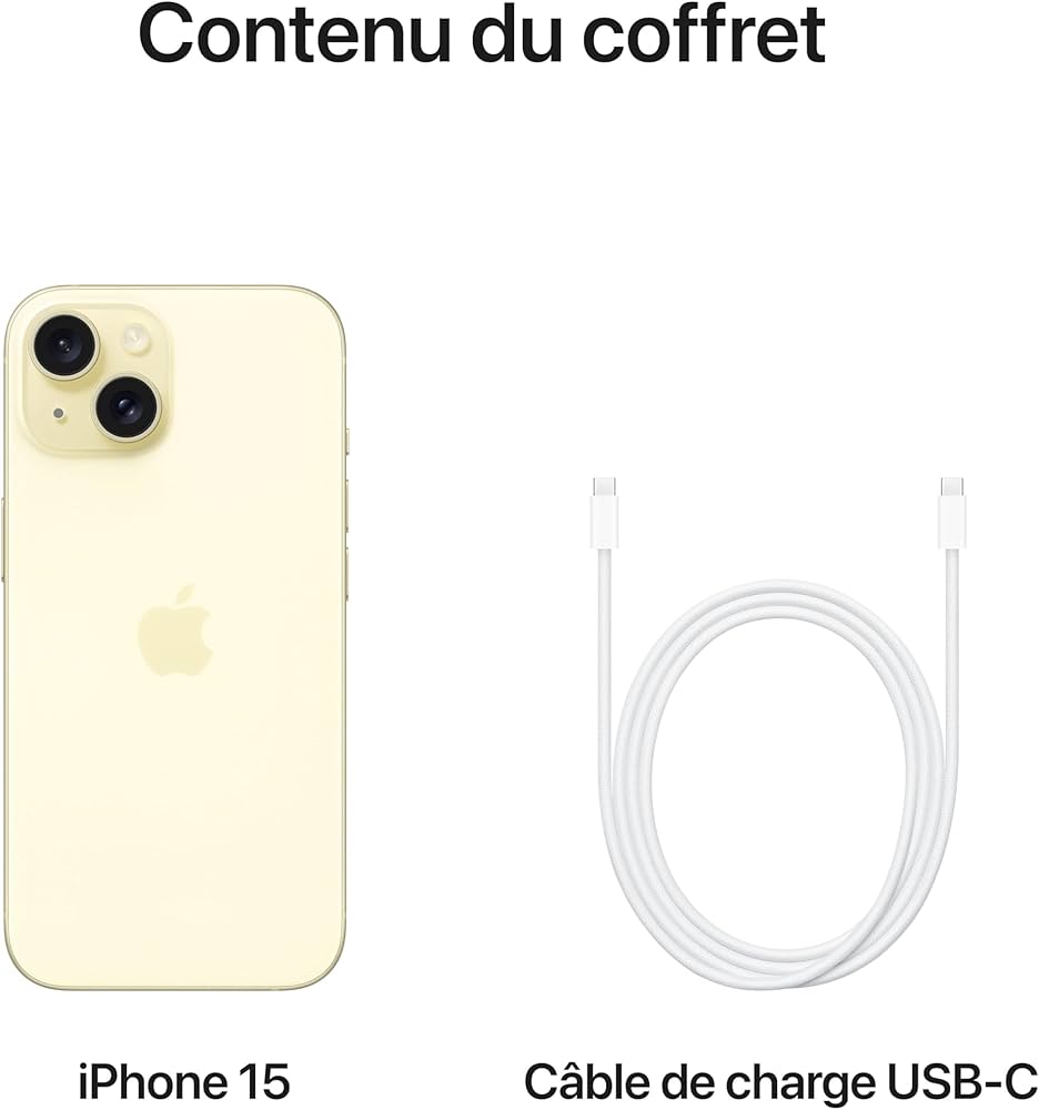 Apple iPhone 15 (128 Go) - Jaune : Amazon.fr: Autres
