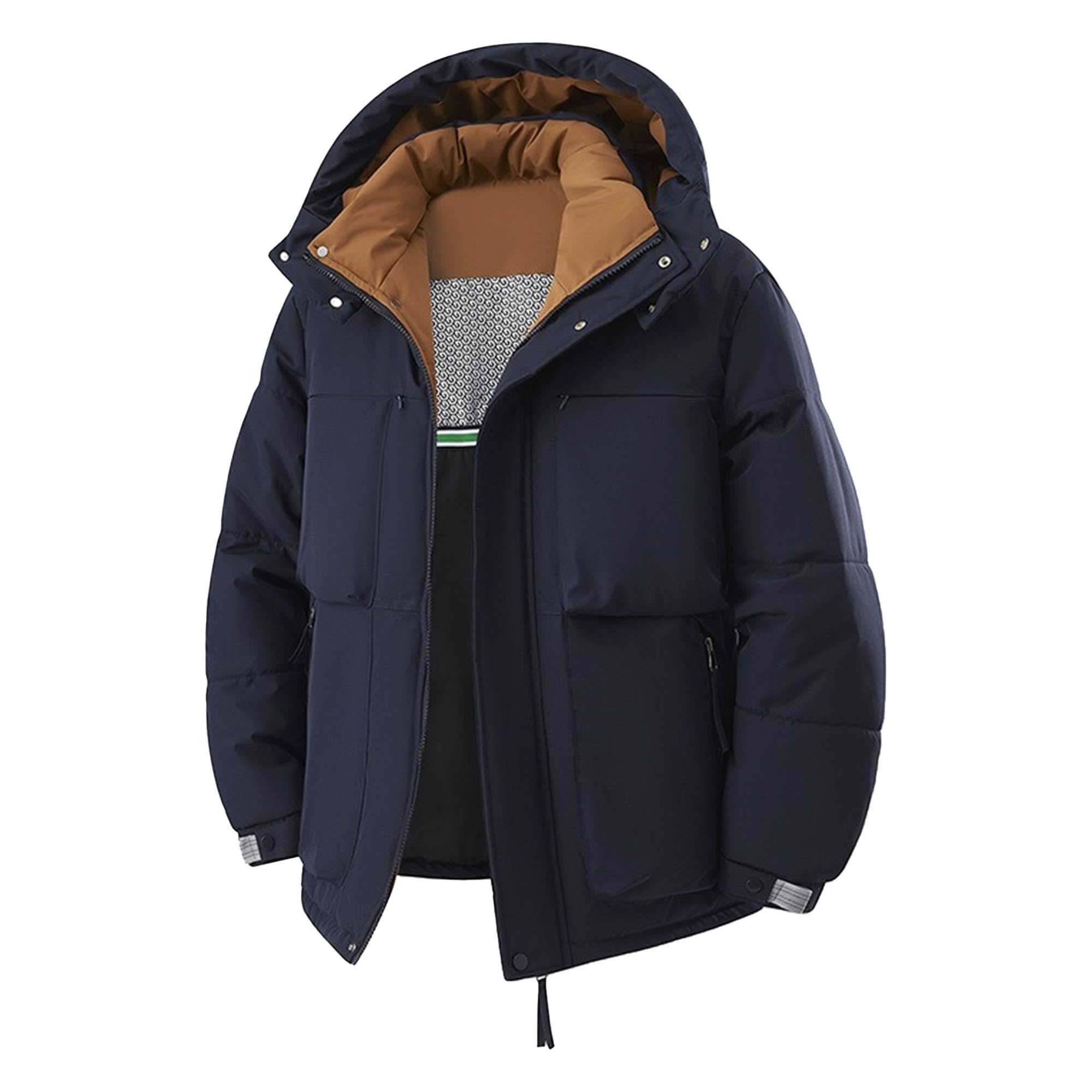 Piumino da uomo con cappuccio Bubble Parka Coat Stand Collar antivento piumino piumino full zip piumino cappotto