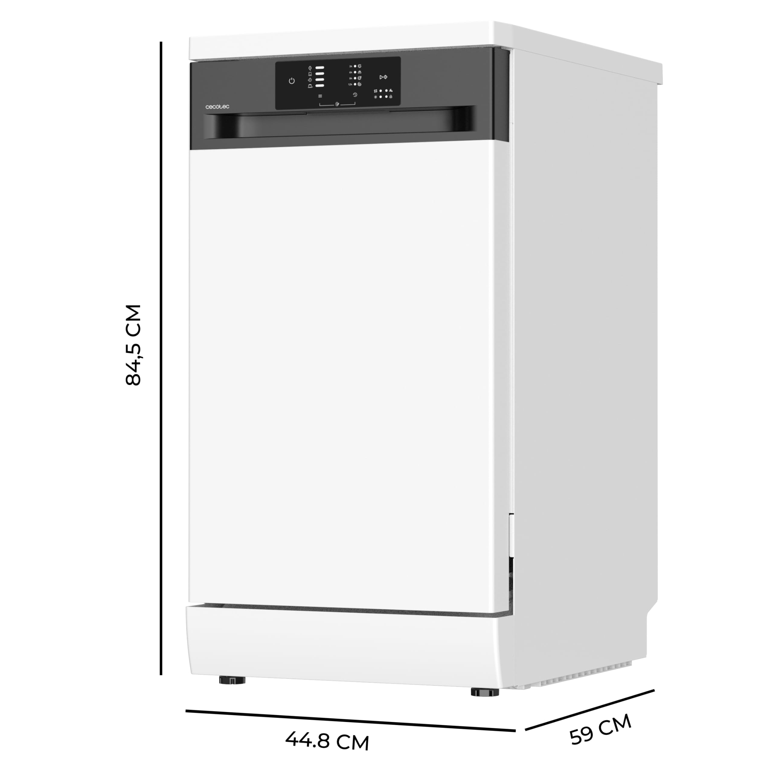 Cecotec Freistehender Geschirrspüler 45 cm Bolero Aguazero 4350, 9 Maßgedecke, 4 Programme, Energieeffizienzklasse D, Inverter Plus Duo Motor, Weiß
