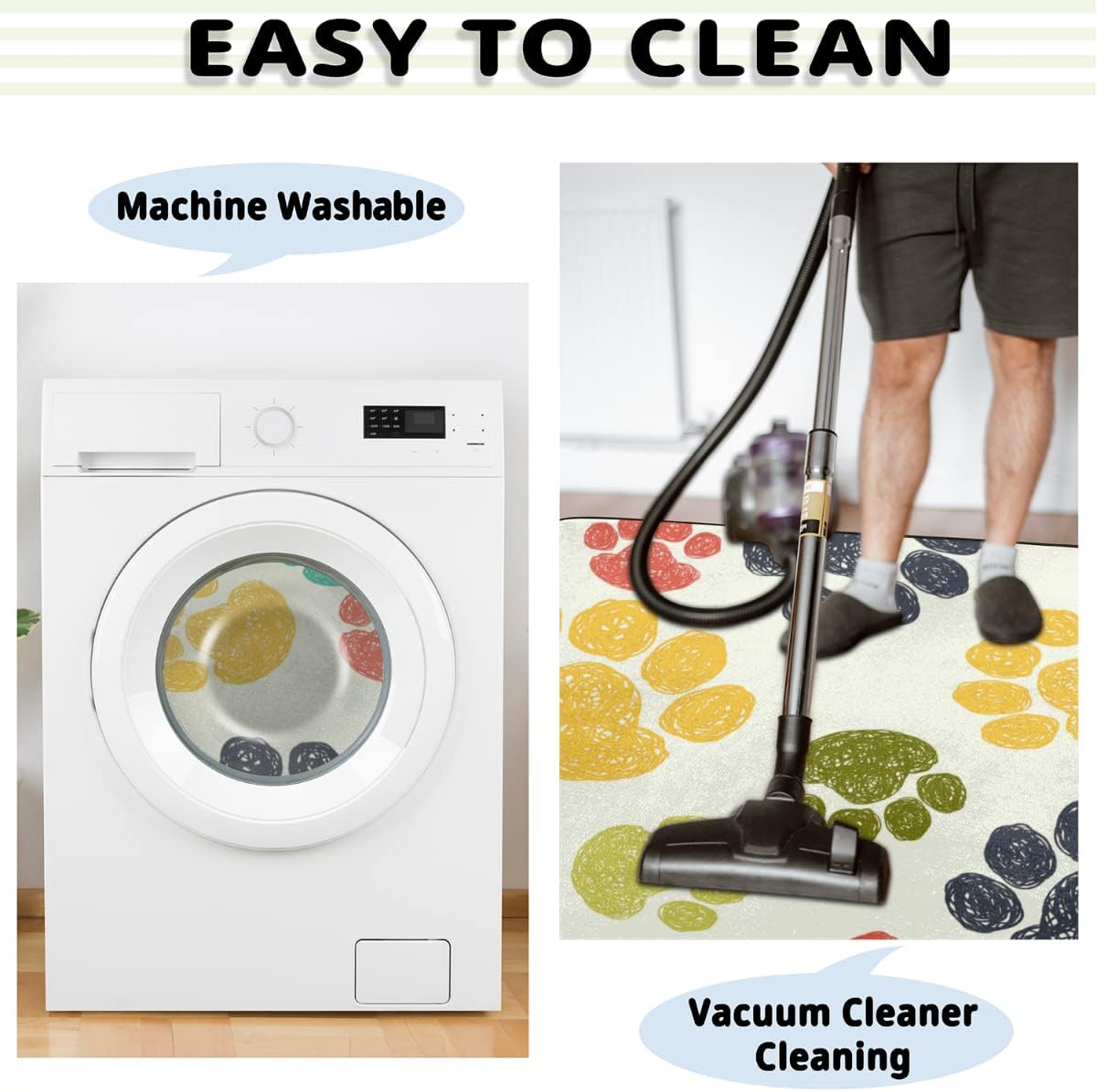 5' x 7' Colorful Paw Print Super Soft Area Rug for Kids Baby Nursery, Rugs for Living Room, Fuzzy Rugs for Nursery