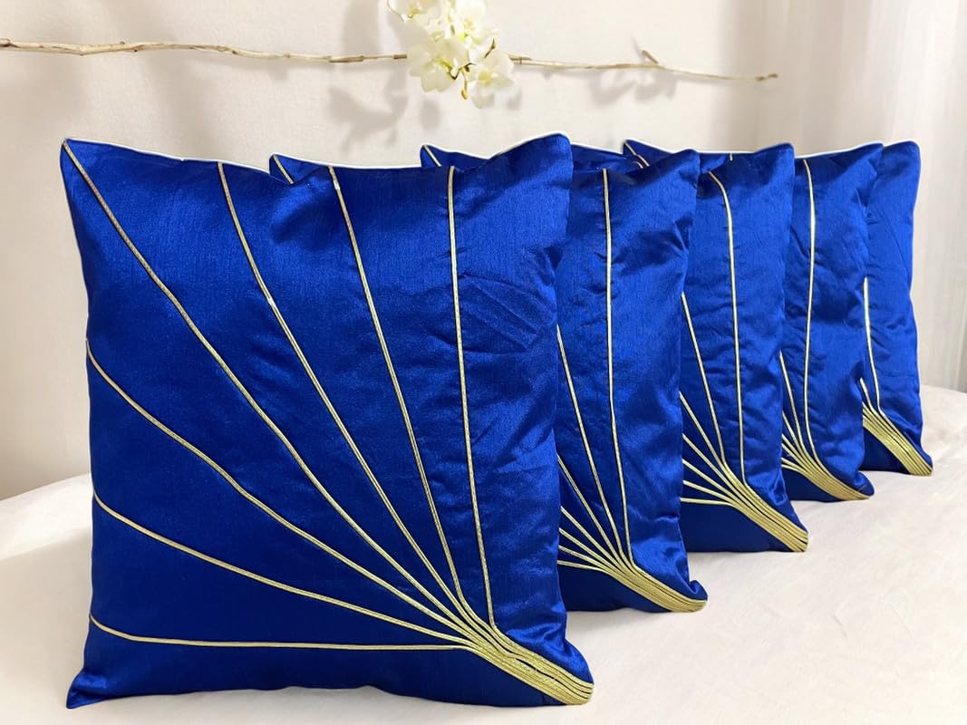 Multicolor Silk Cushion Covers - Set of 5 -18