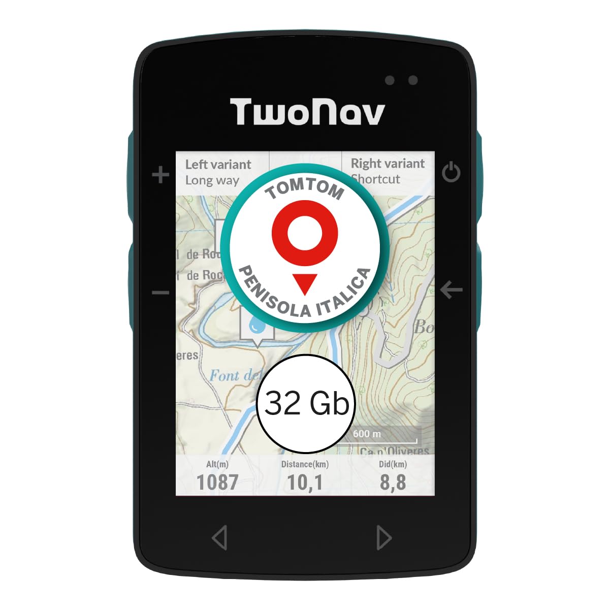 TwoNav Roc (32 GB) + Carta completa Italia TomTom, GPS con schermo da 2,7 pollici per MTB, ciclismo, gravel o bikepacking