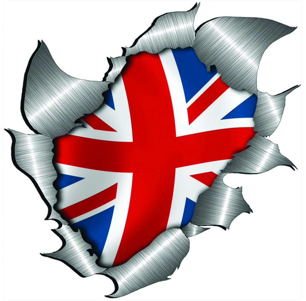 small size Union Flag Metal Rip Open Sticker