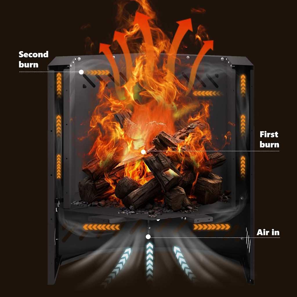 vidaXL Bol de feu sans fumée Noir 48 x 48 x 51 cm Acier patiné