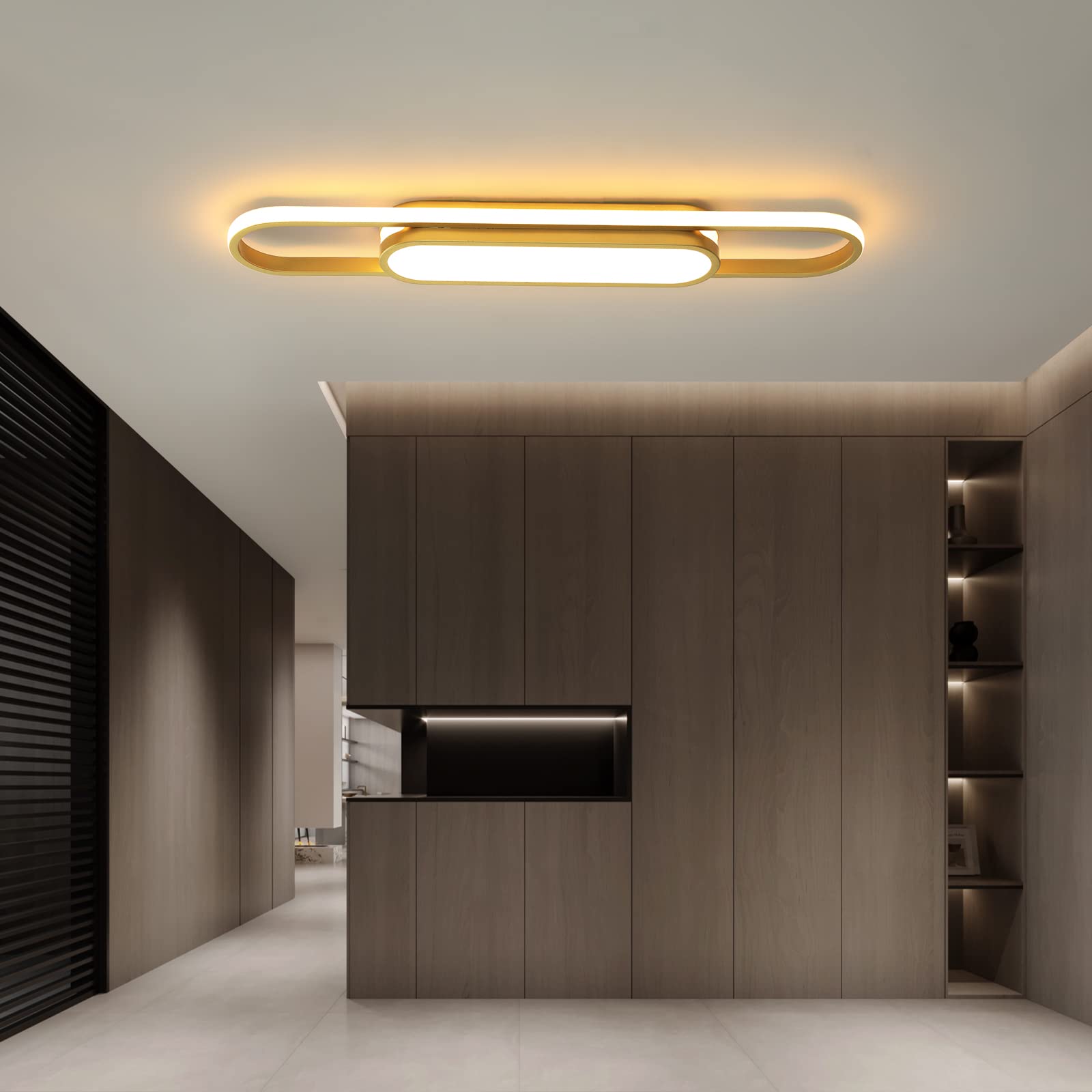 Oninio Lámpara de Techo Regulable, Lámpara de Techo Moderna, Lámpara de Techo LED Acrílico Lineal, Control Remoto, Lámpara de Techo para Salón, Cocina, Comedor, Dormitorio 40W