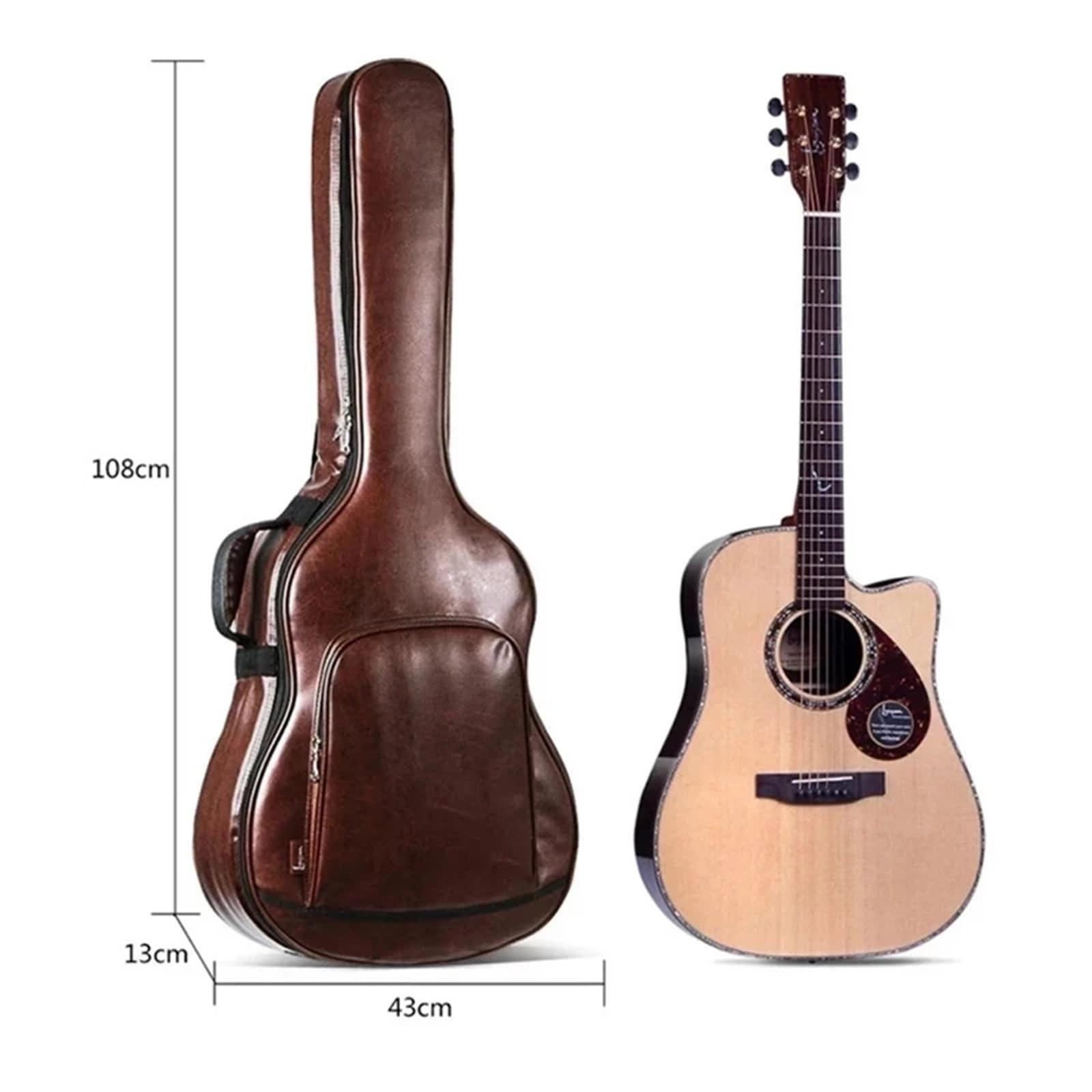 Borsa per Chitarra Custodia for Chitarra Acustica Folk in PU da 40/41 Pollici con tracolle, Zaino Impermeabile for