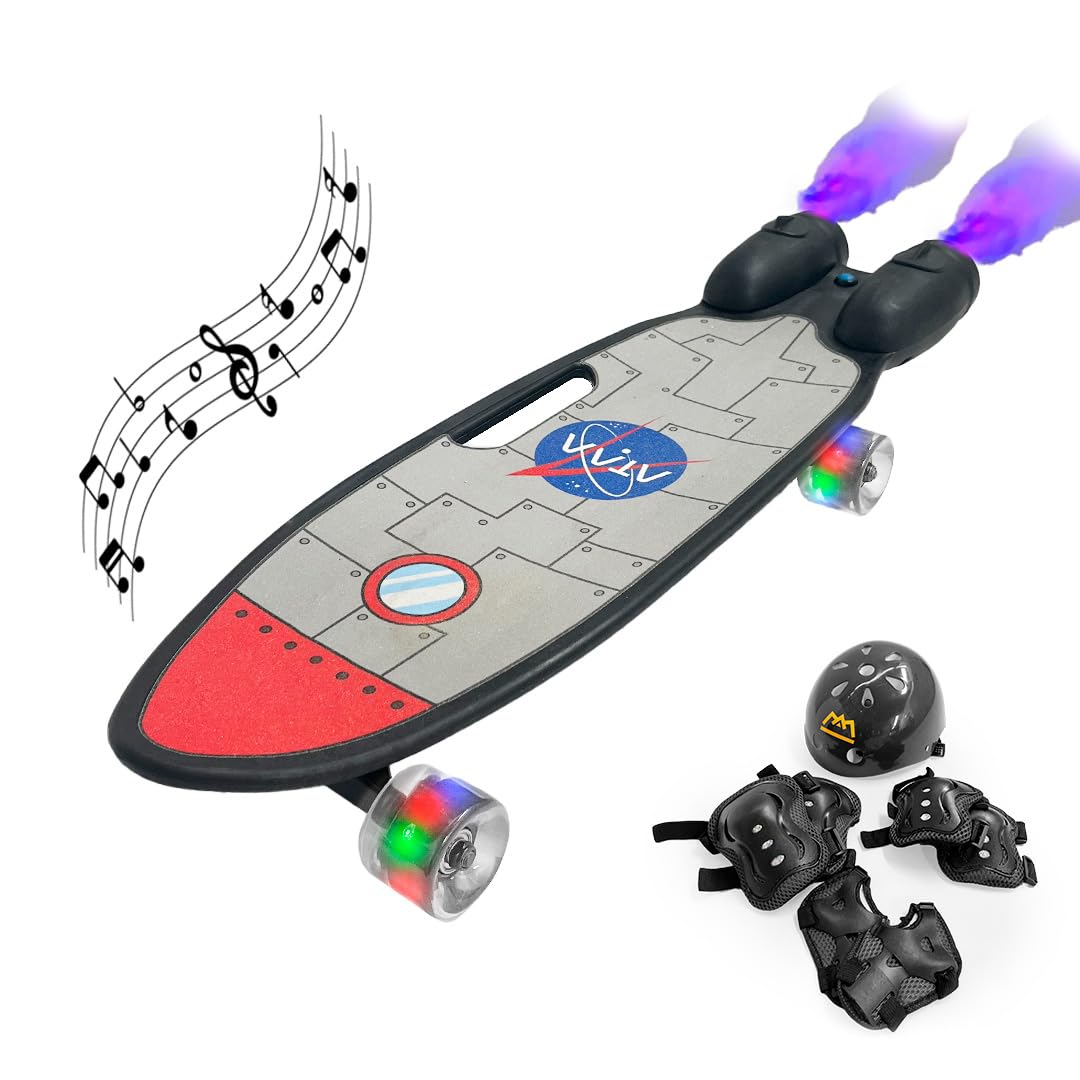 ATAA Misil Skateboard Enfant LED Roues Lumineuses Fumée Bluetooth Casque Set Protections