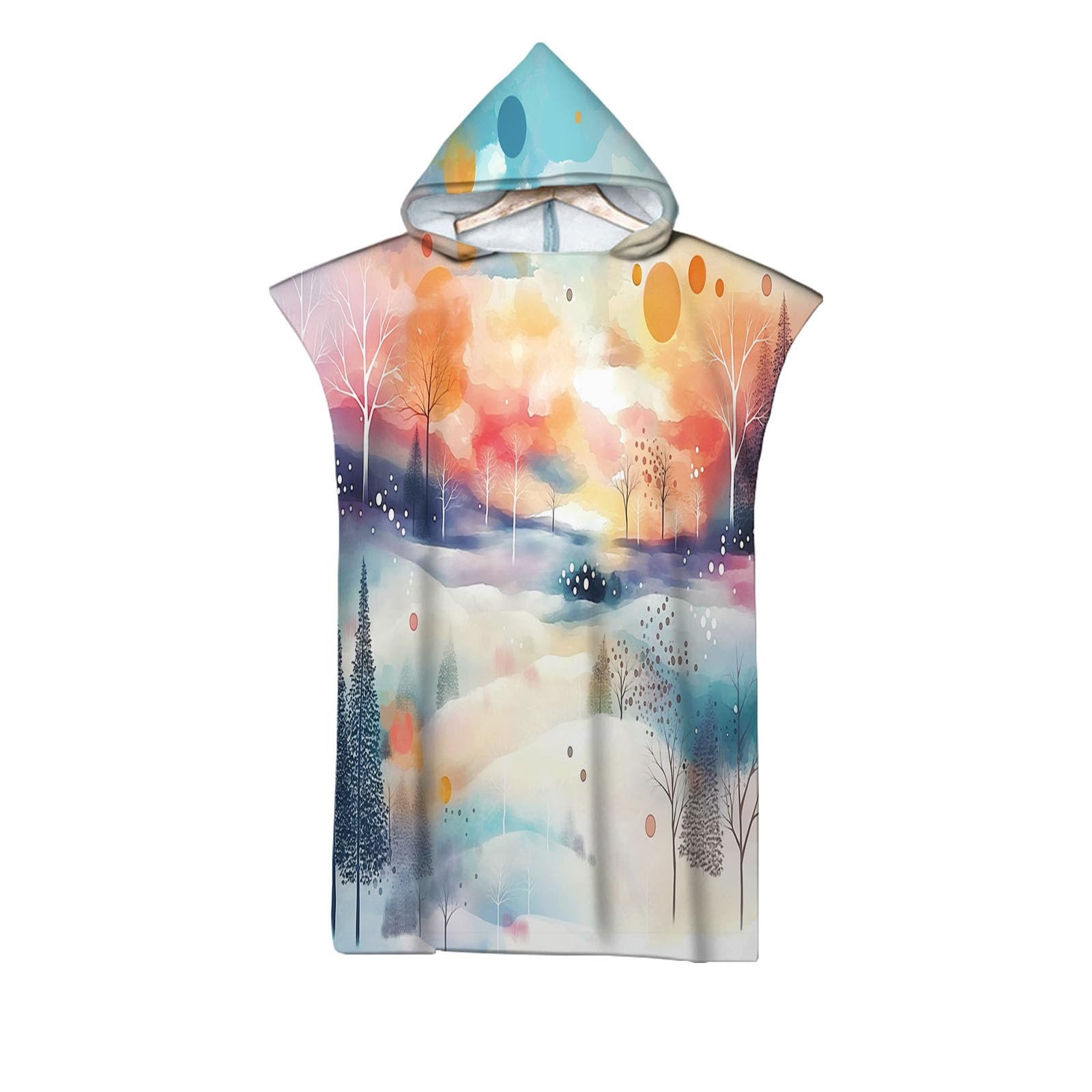 Poncho de surf adulte en microfibre motif arbre abstrait pour se changer sur la plage