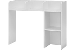 Smart Hutch for Desk, Chic Classic Dorm Desk Bookshelf in White