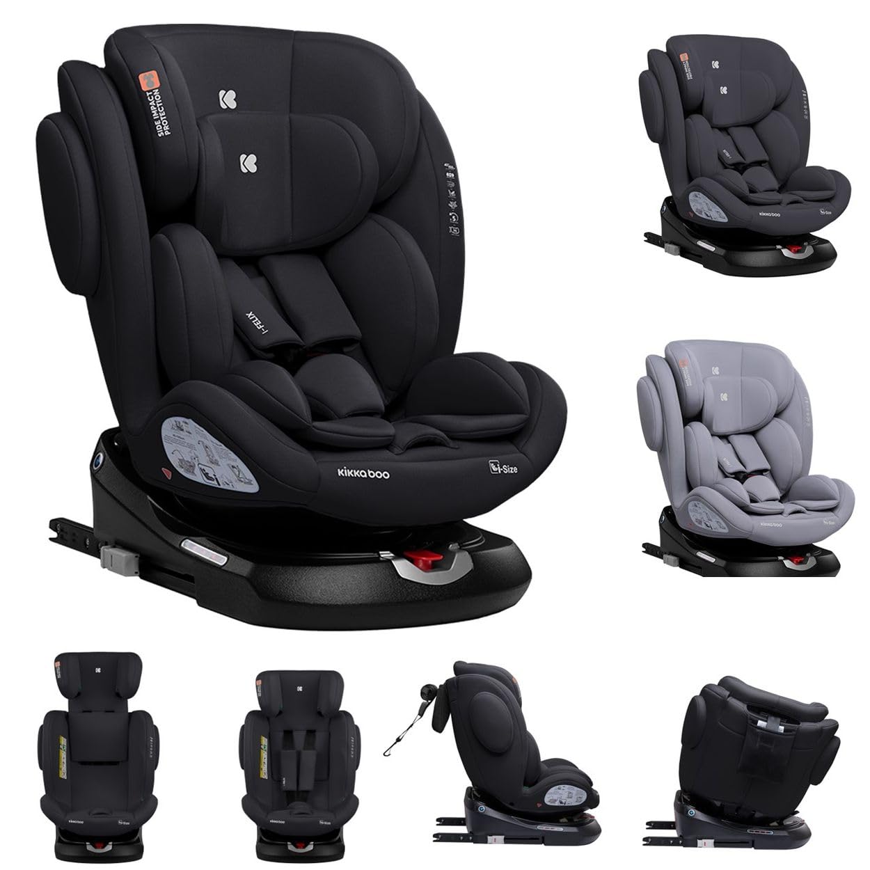 Kikkaboo fotelik dziecięcy i-Felix i-Size (40-150 cm) ISOFIX obrót o 360 stopni, kolor: czarny