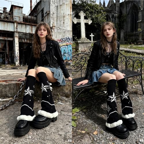 Image of YELAIVP Kawaii Leg Warmers Y2K Knit Lace up Leg Warmers Cute Japanese Harajuku Lolita Leg Warmer for Women Girls