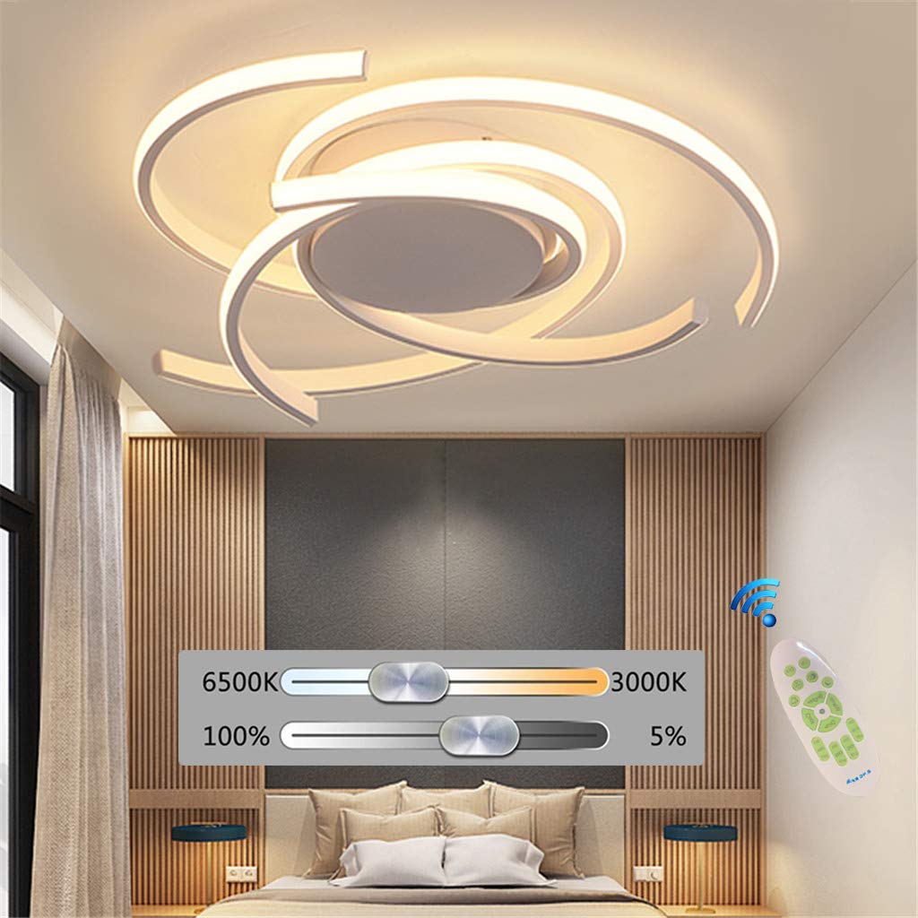 Plafonnier LED moderne rond 92W blanc de 75cm avec intensité réglable