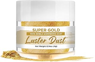 BAKELL Edible Luster Dust & Paint, 4 Gram | Luster DUST Edible Powder | Paint, Powder & Dust | 100% Edible Food Grade Ingredients | Cakes, Vegan Paint & Dust (Super Gold)
