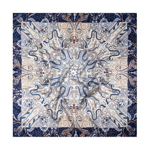 Image of 35 inch Men's Silk Cowboy Scarf - Oversized Western Bandana Neckwear, Large Square Scarf with Gift Packaging