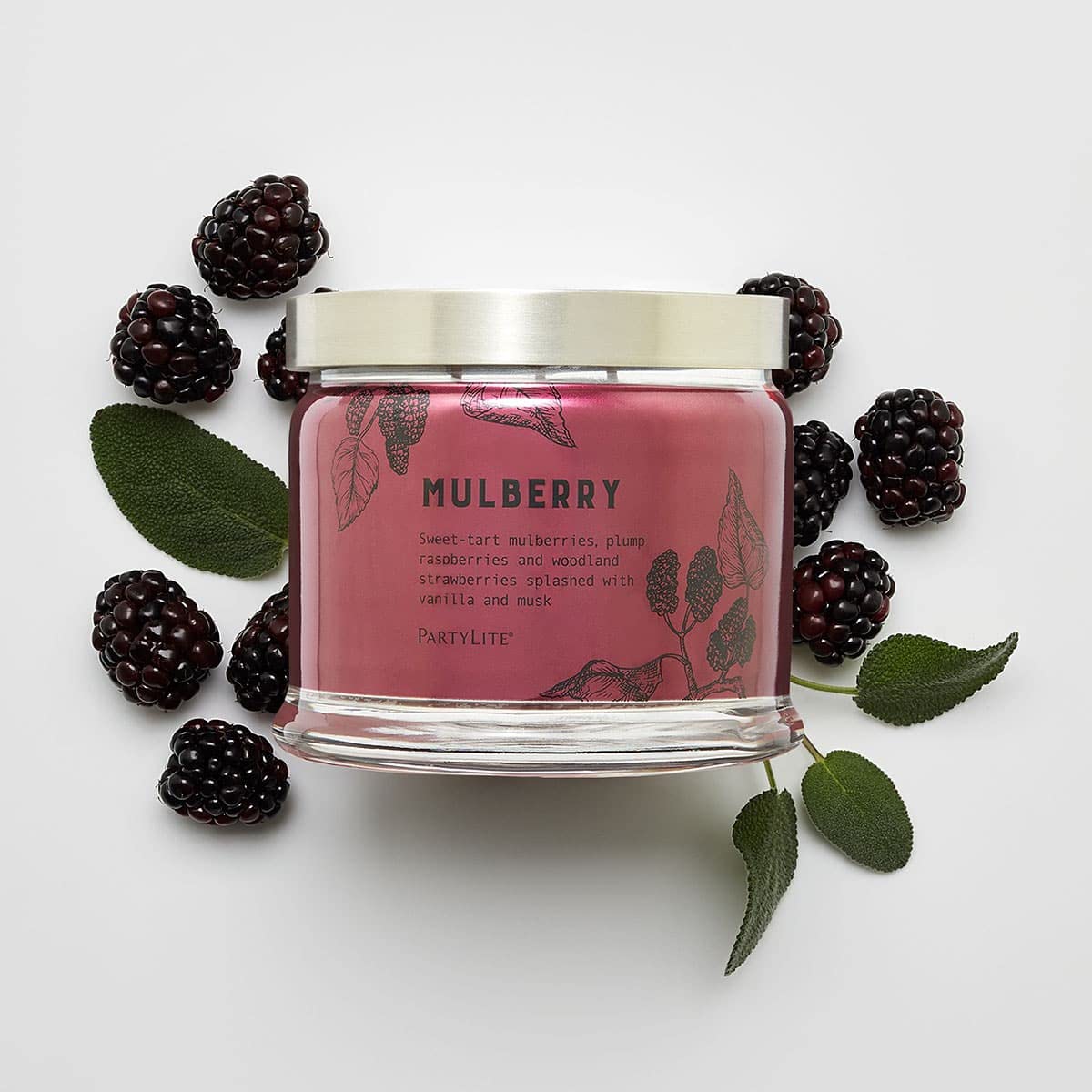 PartyLite Kerzenglas mit 3 Dochten, Brombeere