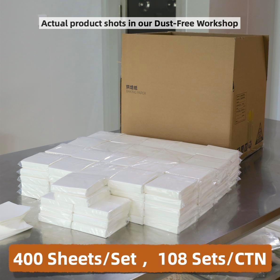 4x4 inch (43,200 sheets) Commercial Bulk Small Parchment Paper Squares - Unbleached, Non-stick, Pre-cut - for Candy Wrappers, Liner Paper, Freezing and Storing, Separating (White, 4"x4" - 43,200s)