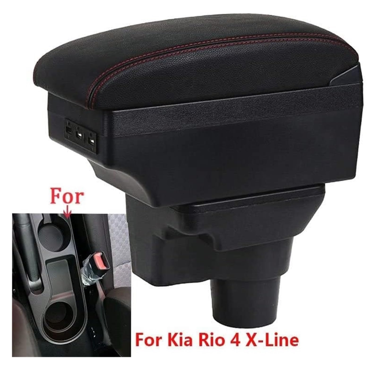 Cassetto Portaoggetti Per Kia Per Rio 4 X Per X-Line 2016 2017 2018 2019 2020 2021 Bracciolo Per Auto Accessori Per Dettagli Interni(A3 7 USB)