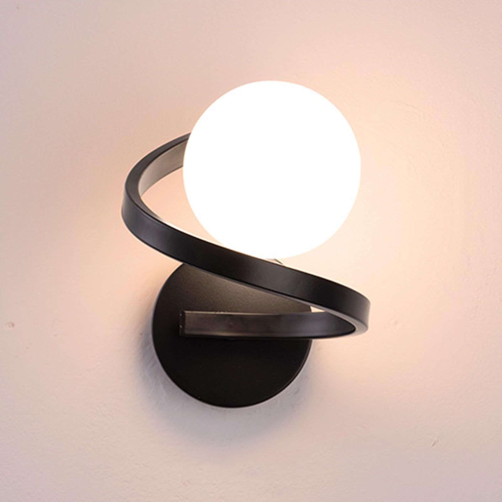 LAI HO Modern LED Wall Lights Indoor, Milky Glass Ball Wall Lamp,Spiral Design Wall Sconce Lights, Wall Mount Light Fixture for Living Room Bedroom Hallway Indoor