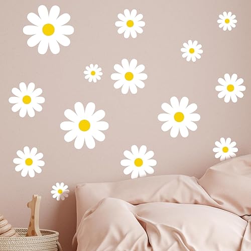 Miniatura 1 de Calcomanías de pared de flores blancas para sala de estar, dormitorio, habitación de bebé, hija, Roon, calcomanías de pared autoadhesivas para pared