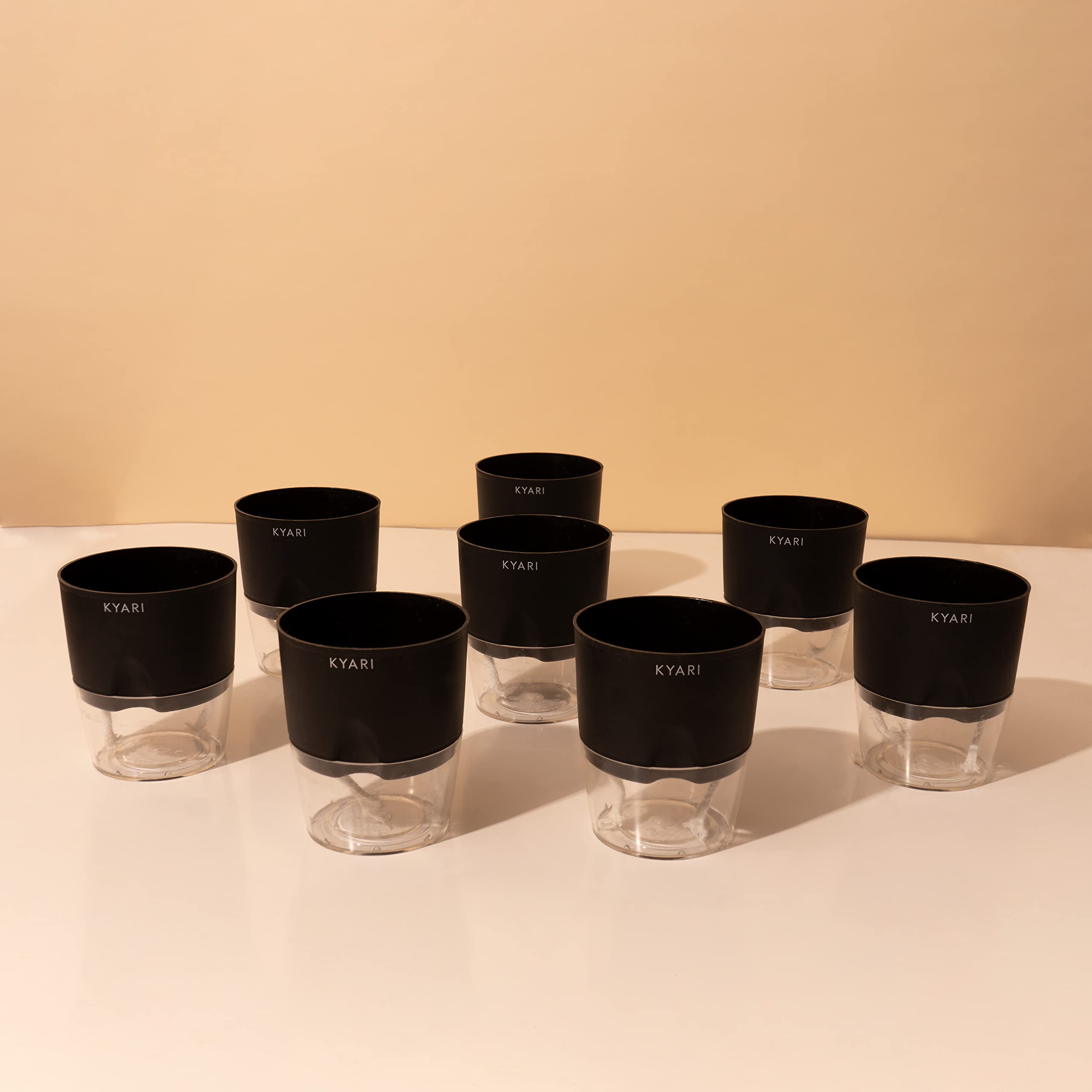 KYARI Combo of 8 Black Self-Watering Pots for indoor plants, Best Flower Pots & Planters for Home Decor, Living Room, Kitchen, Bedroom, Table Top, Office, Gifting | Plants not included (B0BTVVTX3Z) Amazon Price History, Amazon Price Tracker