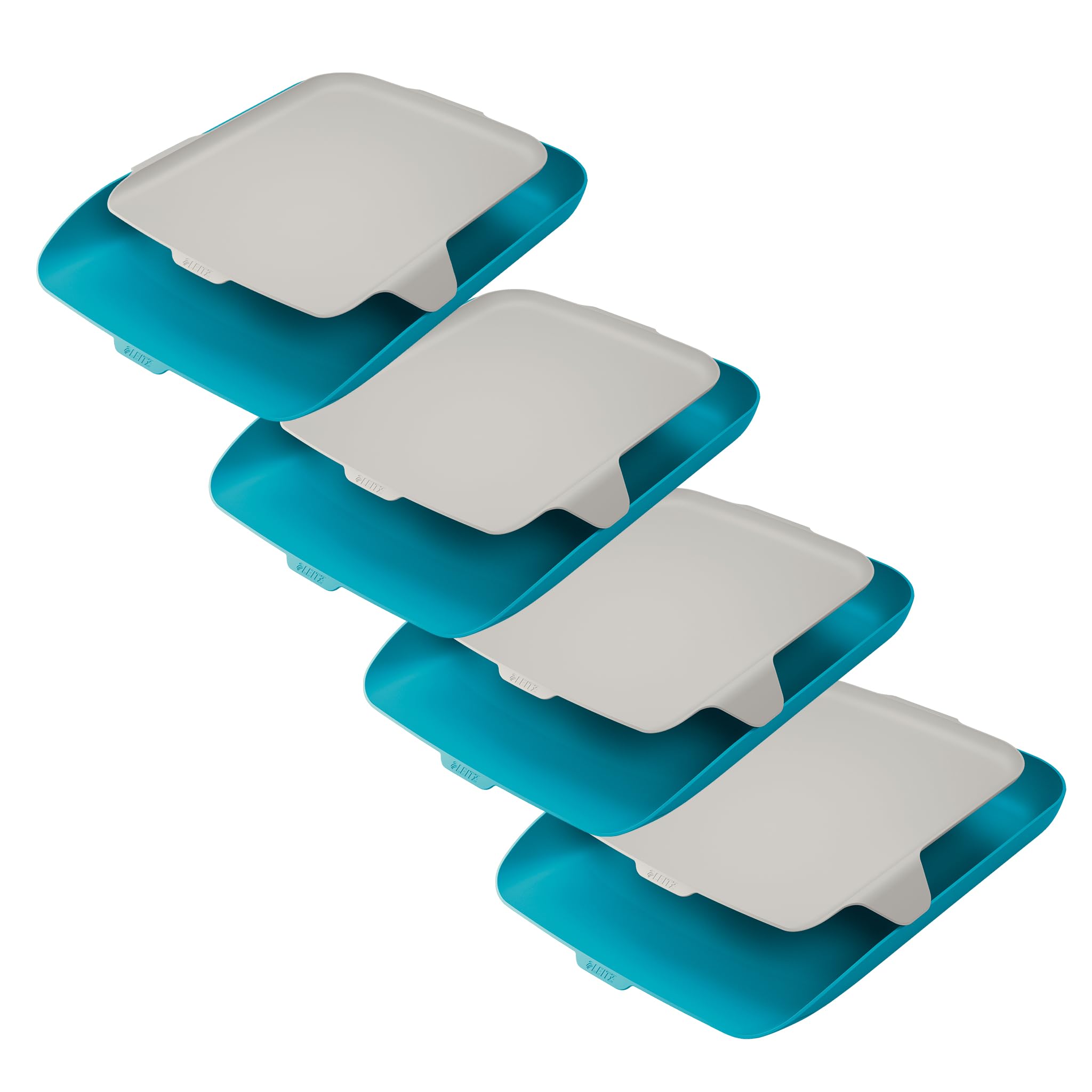 Leitz A4 Letter Tray with Organiser, Pack of 4, Soft Blue, Cosy Series, 52590061