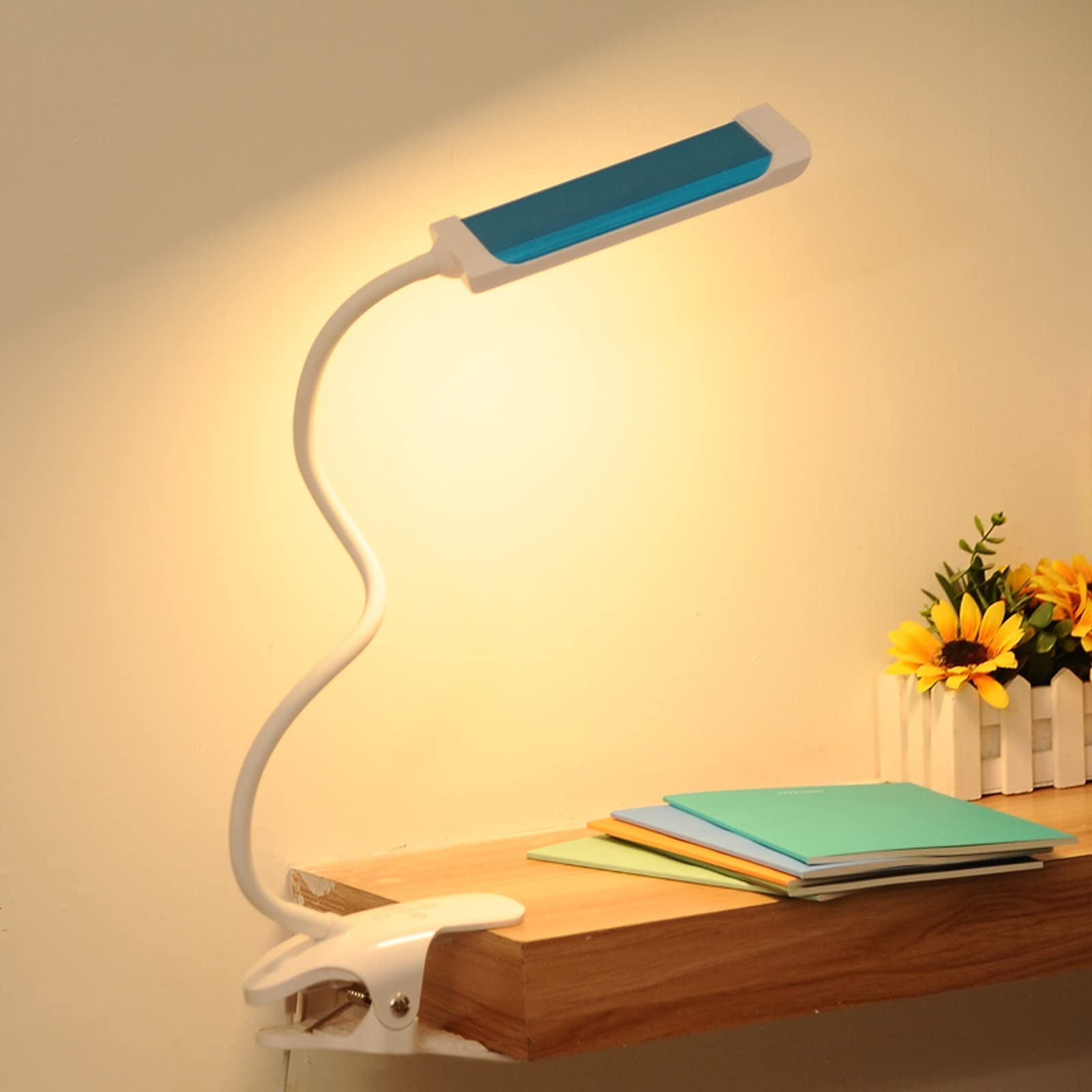 Schreibtischlampe Dimmbare LED-Schreibtischlampe 10W Clip auf Licht Schlafzimmer Nachts Leselampe, 5 Ebenen des Dimm- und Farbeinstelles, Berührungssteuerung, Silber / Schwarz Leselampe Tischlampe ( C