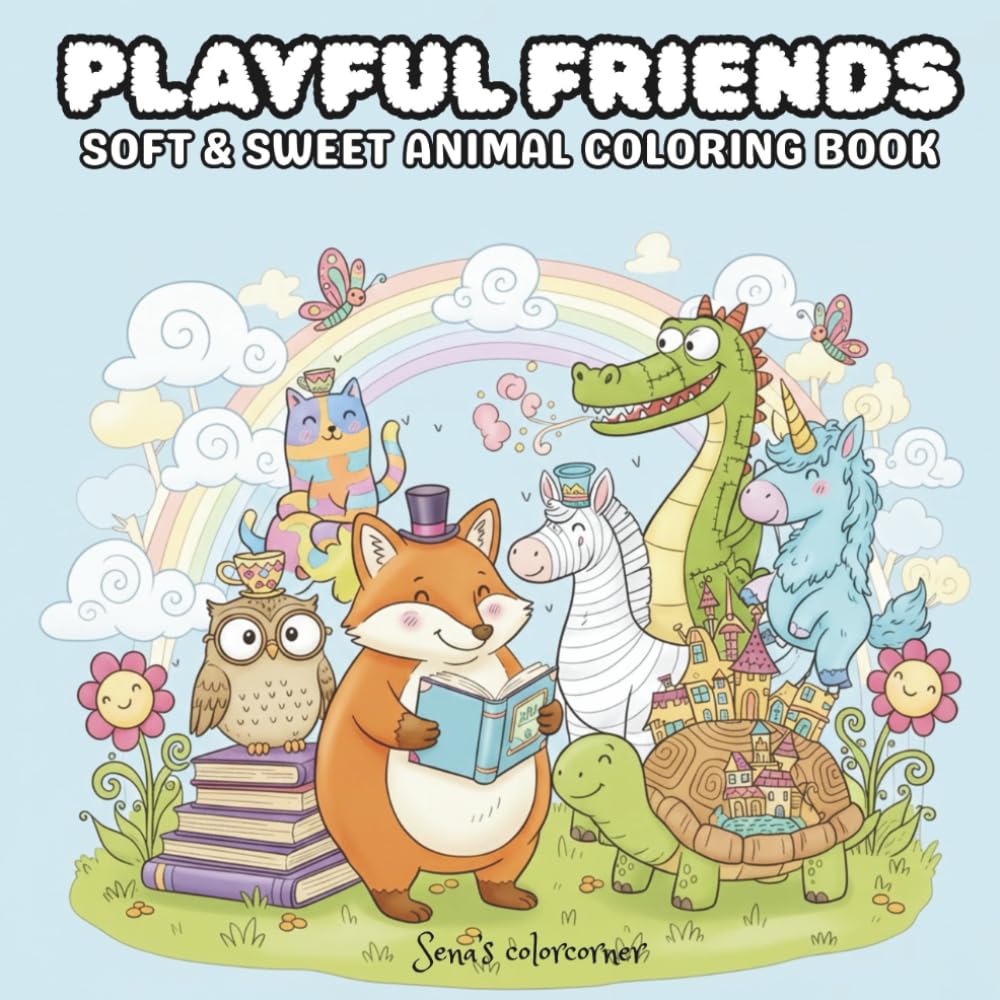 Playful Friends: Soft & Sweet animal Coloring Book