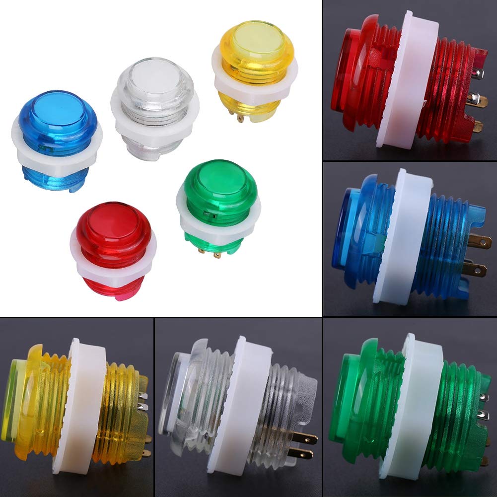 5PC 5V 24mm Jumbo LED Pulsante illuminato Interruttore a pulsante autoripristinante con microinterruttore per progetti di gioco a gettoni
