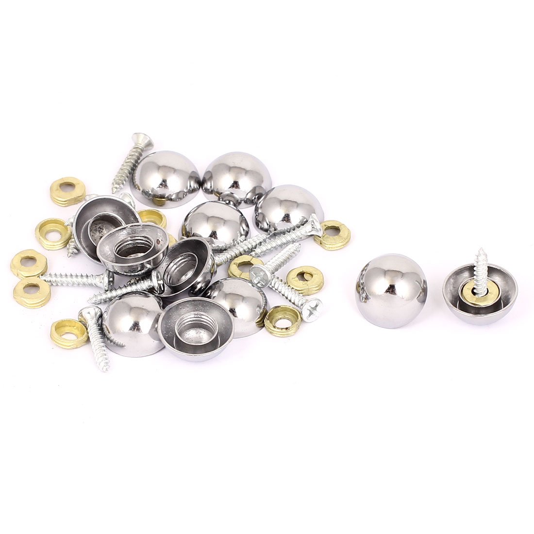 Aexit 12pcs 19mm Quality Parts Dia Zinc Alloy Semicircle Glass Mirror Screw Nail Decor Silver Tone Model:13as296qo324