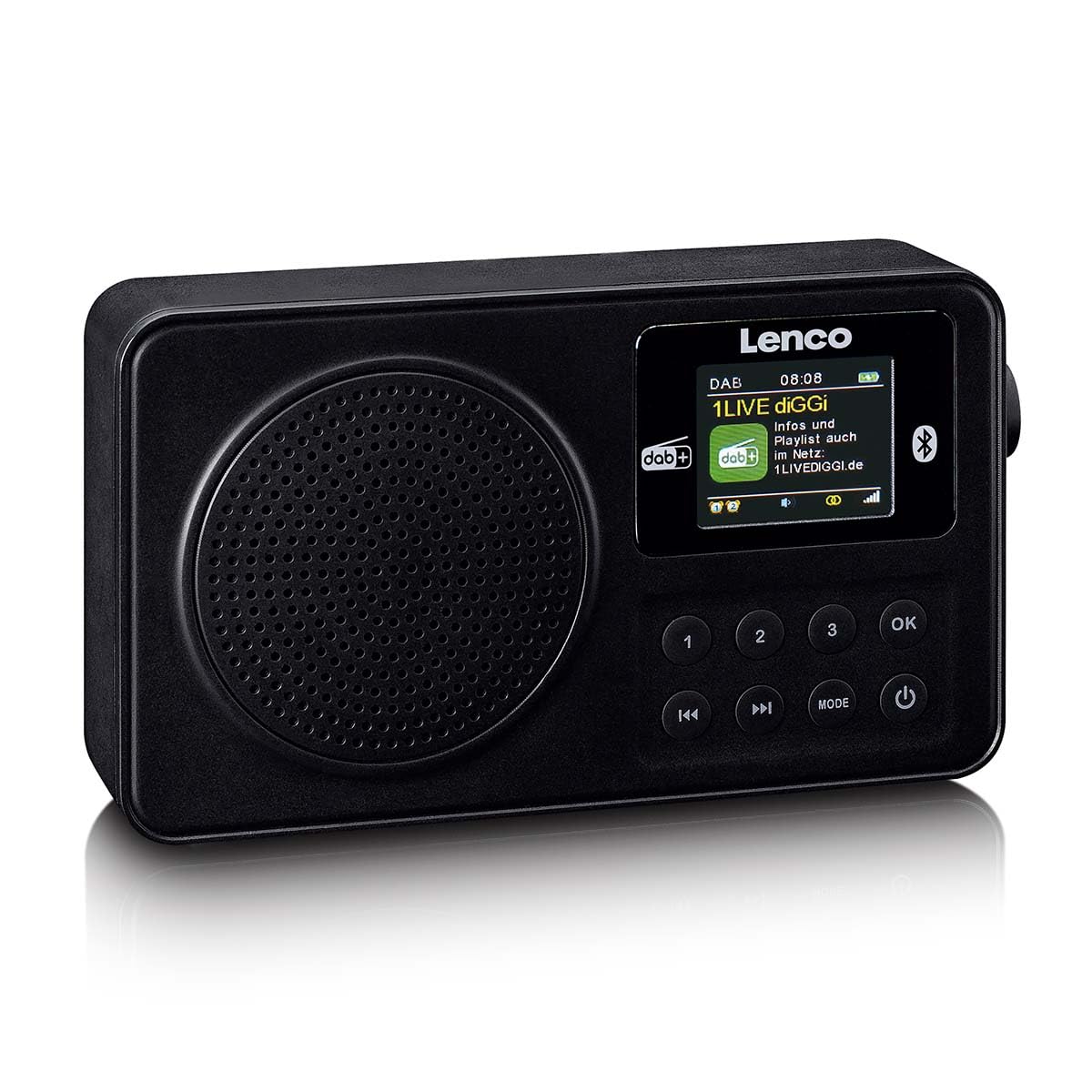 Lenco PDR-033BK Dab+ Radio Portable – Bluetooth 5.3, FM, Batterie, écran Couleur, réveil, minuterie de Sommeil, 3 Touches Favorites, Prise AUX et Casque, USB-C, jusqu'à 10 h d'autonomie, Noire