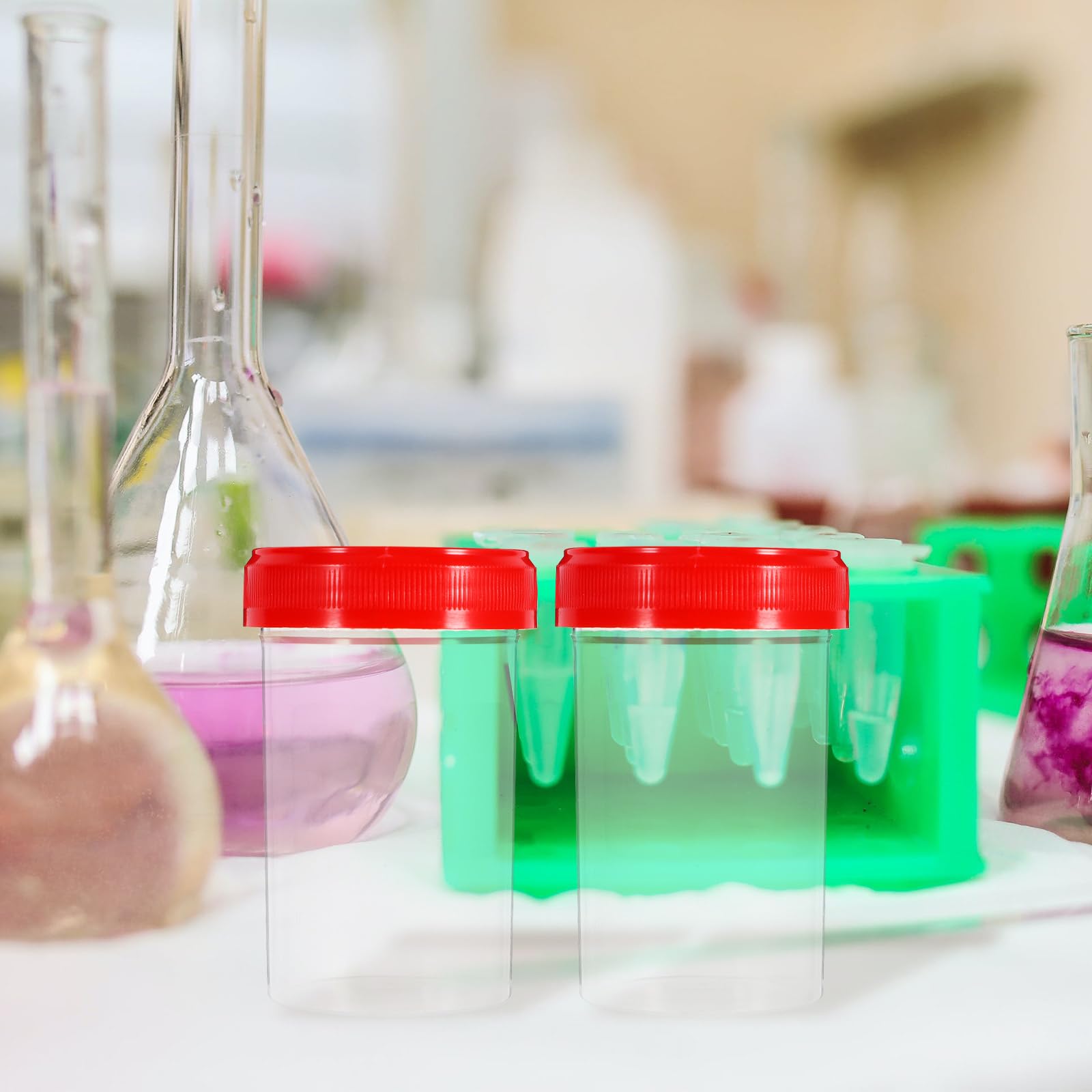 POPETPOP 20 Stück Sterile Probenbecher 60 Ml Mit Schraubdeckel Lecksicher Urinbehälter Für Medizinisches Labor Probenahme Und Flüssigkeitsentnahme