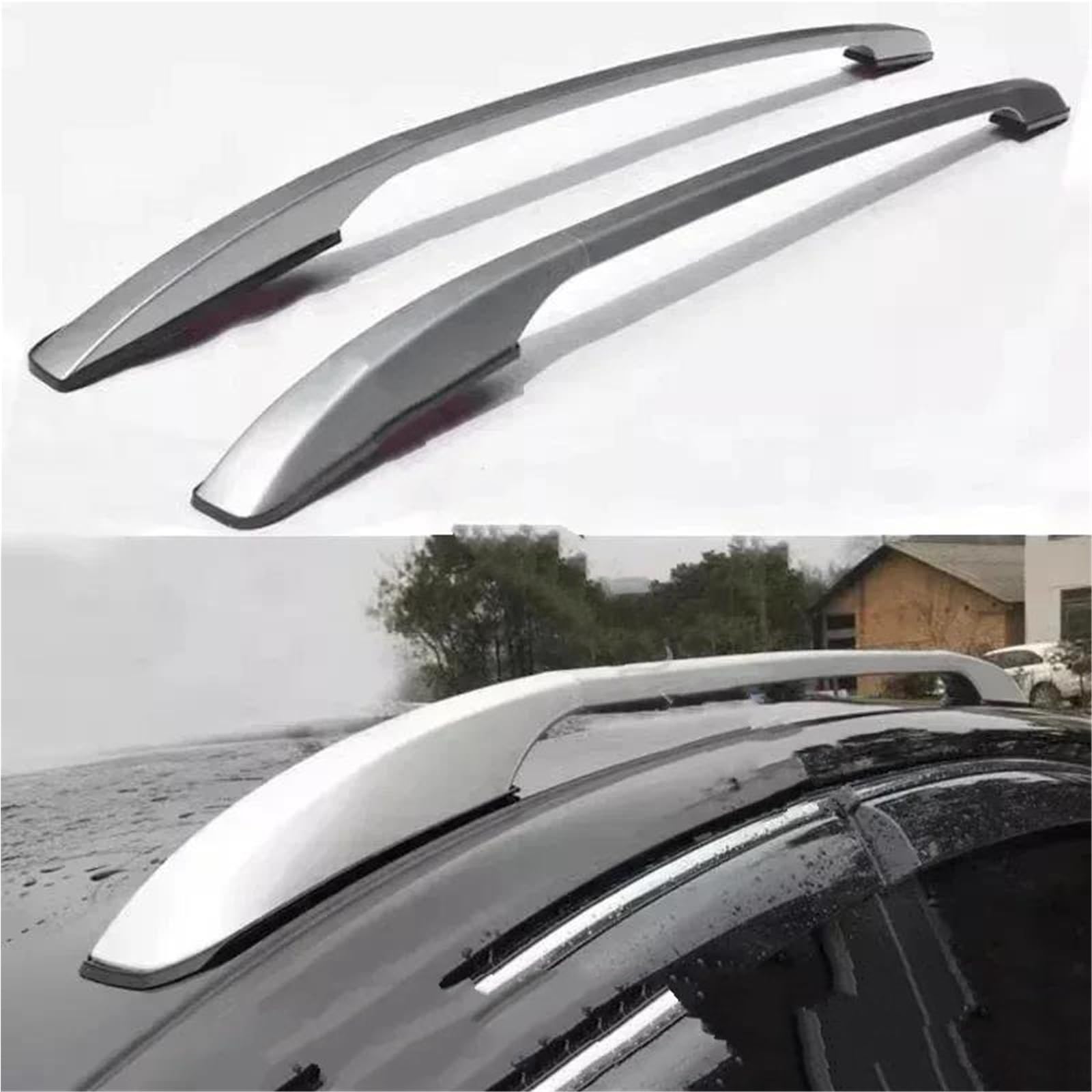 Portaequipajes De Aleación Aluminio para Coche Barra Transversal Superior Caja Guía para Ford para Edge 2009-2012(Plata)