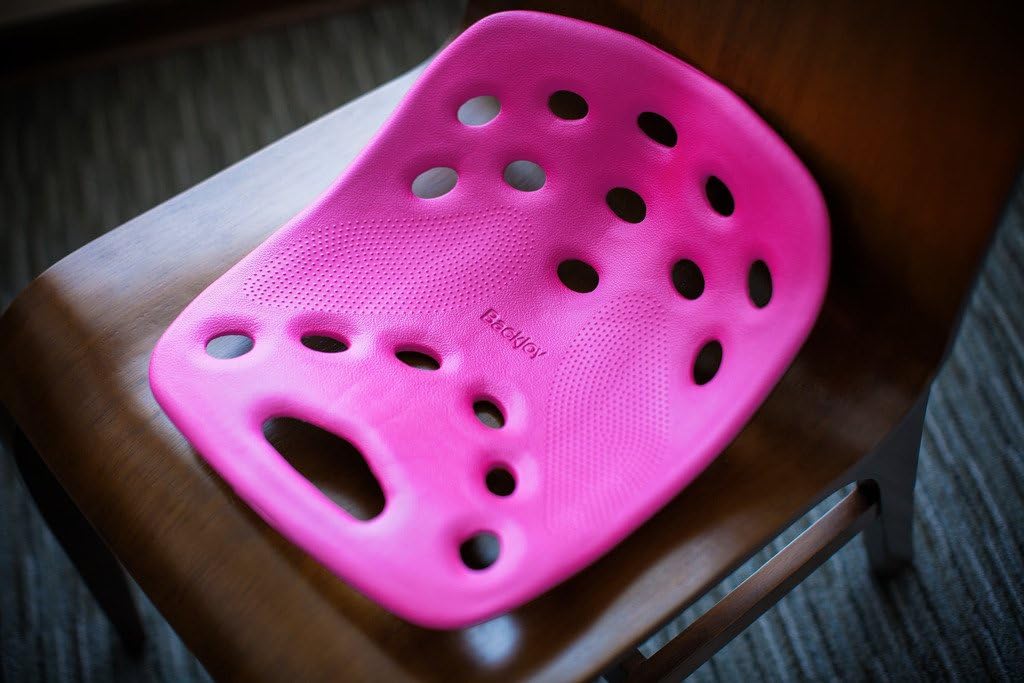 BackJoy SitSmart Posture Plus - Seat Cushion, Designed for Lower Back Pain, Improve Posture, For Car Seats, Office/Outdoor/Desk Chairs, Portable, Durable EVA Foam, Waterproof, For Adults, Pink Color