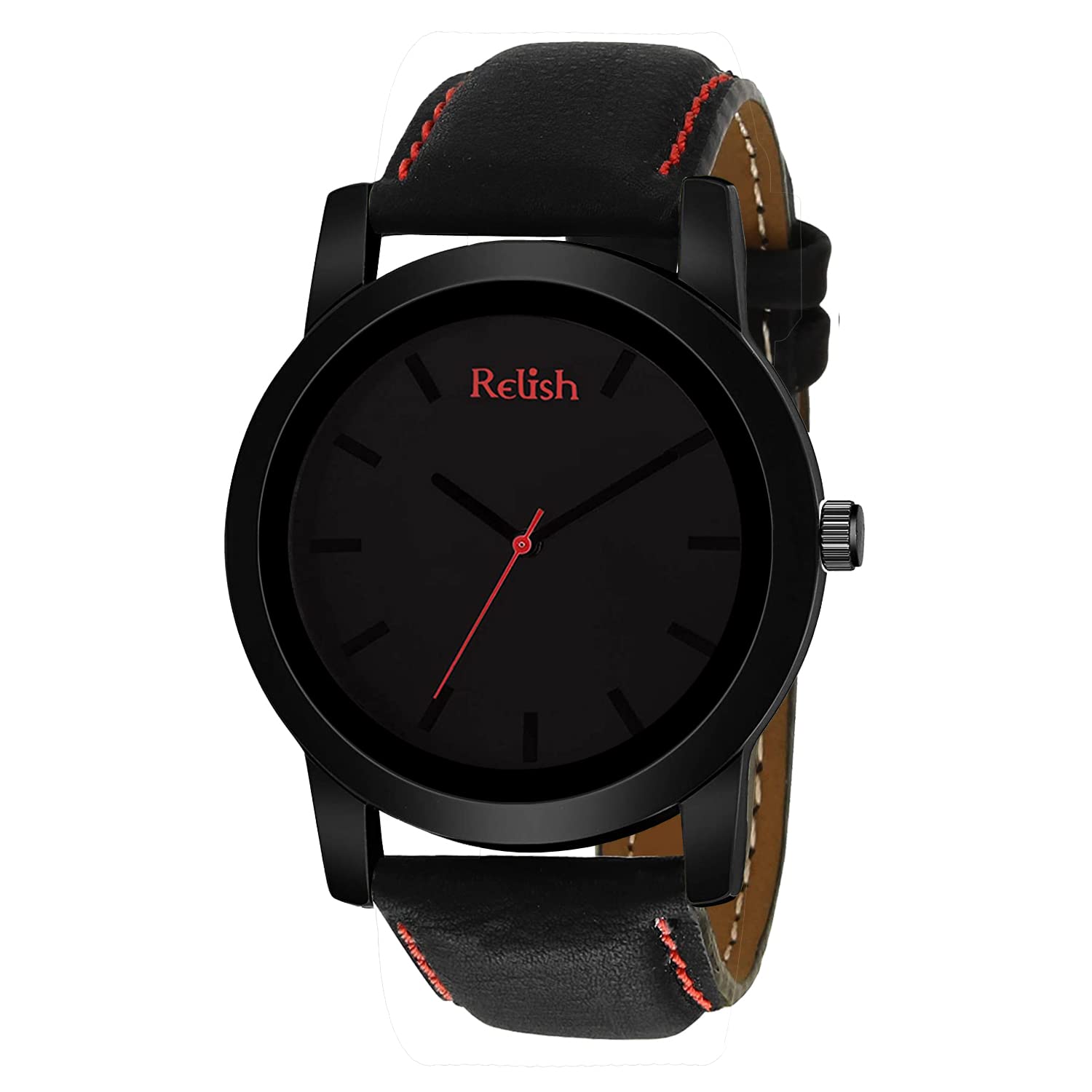 Relish Casual Analog Black Dial Mens Leather Strap Watch (Black,Red) (B0B34YFGSJ) Amazon Price History, Amazon Price Tracker