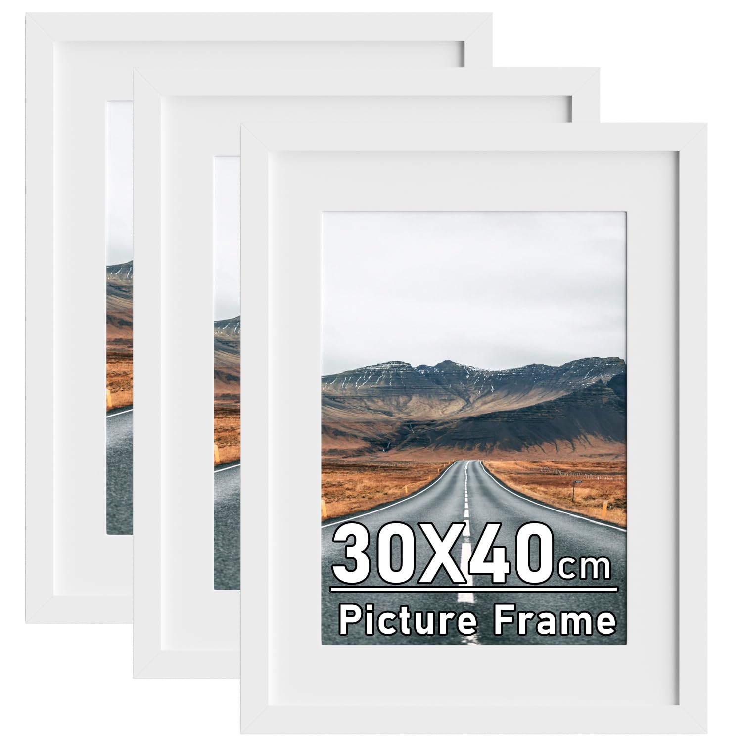 Cadre photo 30x40 cm en bois blanc pour créer une galerie murale élégante dans le salon