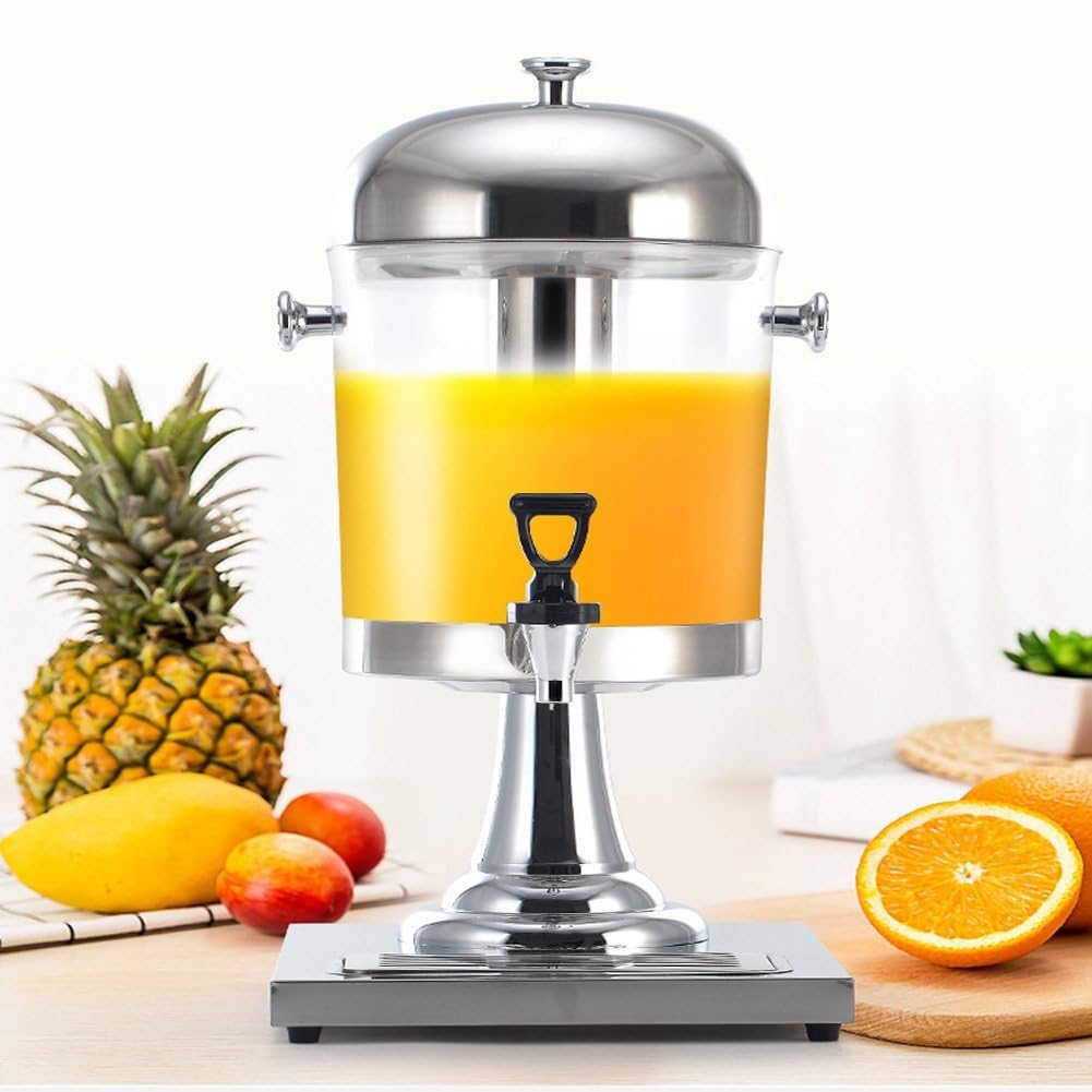 Dispensador Comercial De Bebidas Frías, Dispensadores De Bebidas Heladas De Acero Inoxidable con Soporte Y Espiga For Fiestas, Buffet, Catering, For Café, Té, Leche(Silver,8L)