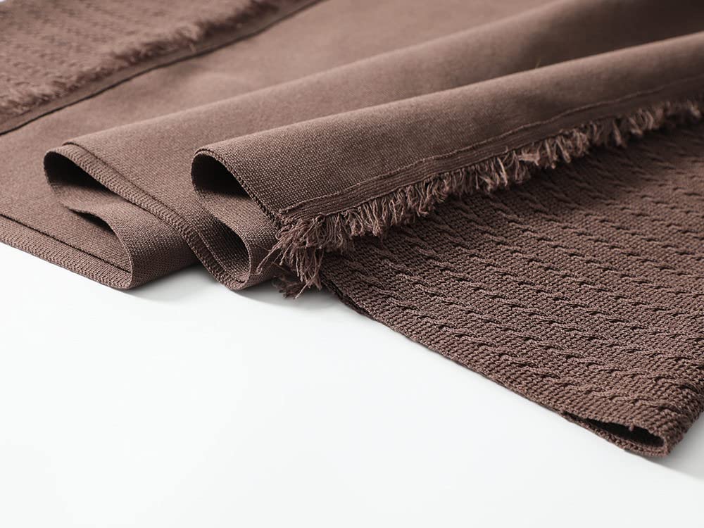 Röcke Damen,Damen Midi Rock Braun Elastisch High Taille Tassel Gestrickt Faltenrock Spleißen A-Line Schaukel Ruched Elegant Lange Röcke Für Mädchen Damen