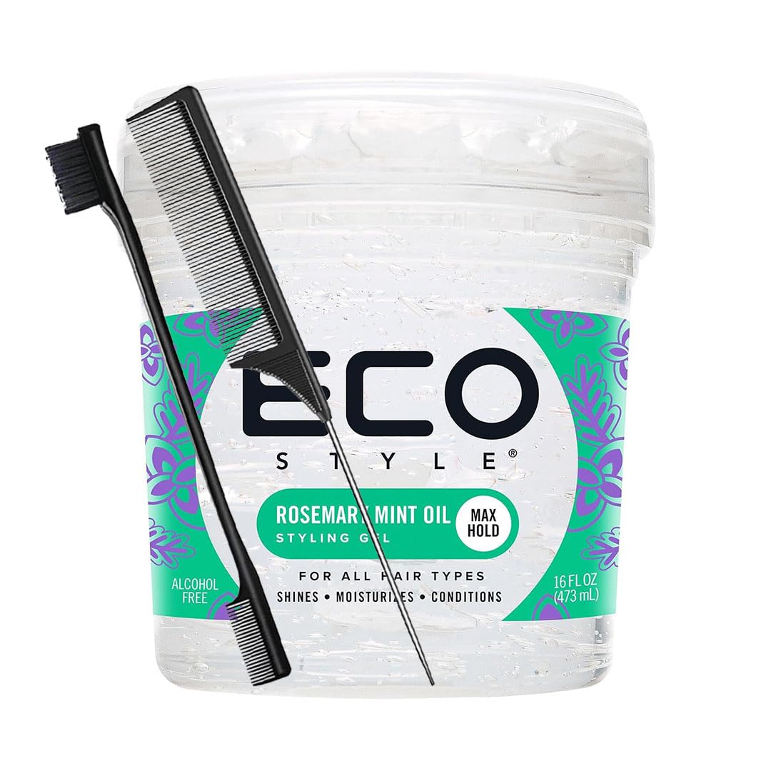 Eco Style - Gel de peinado con aceite de romero y menta, 16 onzas, restaura la humedad, promueve un cuero cabelludo saludable, sujeción y brillo